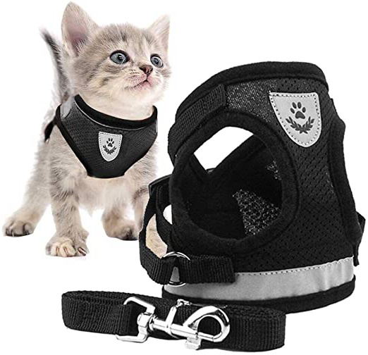 Toulifly Arnés Gato,Arnés para Gatos,Arnés y Correa para Gato,Cat Harness,Cat Vest Harness, Ajustable Respirante Pequeña Chaleco para Cachorros, Perros Pequeños y Gatos (S)