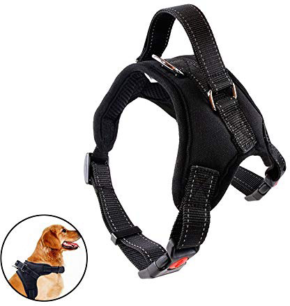 Bello Luna Arnés para perros Ajustable Arnés para chaleco refletivo con manija y silla acolchada Style-Black / L
