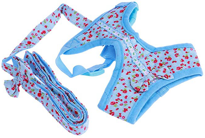 UEETEK Artículo de arnés de perro con correa plomo estilo Floral diminuto perro tamaño pequeño S (rosa)