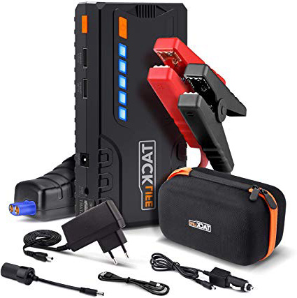 Arrancador de Coche, TACKLIFE-T6-18000 mAh 800 A Real, Jump Starter 12 V, Arrancador de Batería para vehículo con Pinzas Inteligentes, Luz LED, Carga Rápida, Toma de mechero