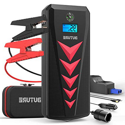 BuTure Arrancador de Coches 2000A/22000mAh,12V Arrancador de Baterias de Coche para Gas de 8L y Diesel de 8L, Arrancador Batería Coche con Dos Salidas USB, Salida de DC & 4 Modos Linterna LED