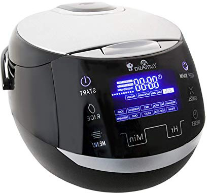 Yum Asia Olla arrocera Sakura con Cuenco de cerámica y lógica difusa Micom, 6 Funciones de cocción de arroz, 6 Funciones de multicocina, Pantalla LED Motouch (1.5l) 220-240V UK/EU (Negro y Plata)