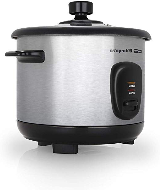Orbegozo CO 3025 - Arrocera y vaporera 1 litro de capacidad, cuerpo de acero inoxidable, olla de aluminio antiadherente, tapa de cristal templado, 400 W de potencia
