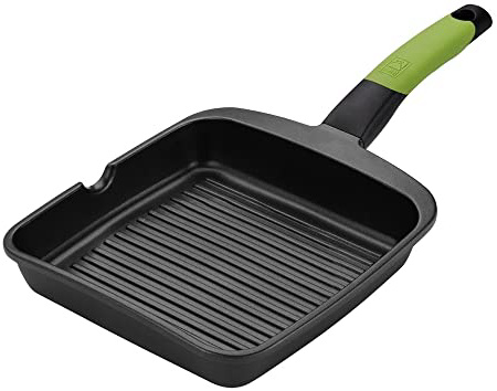 BRA PRIOR - Grill asador con rayas, aluminio fundido con antiadherente Teflon Classic, 28 cm
