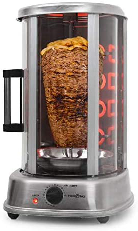







oneConcept Kebab Master Pro - Parrilla vertical giratoria, Pollo, Gyros, Pincho giratorio verical, Grill eléctrico, 1500 W, Reparto calor 360°, Desmontable y apto para lavavajillas, Plateado






