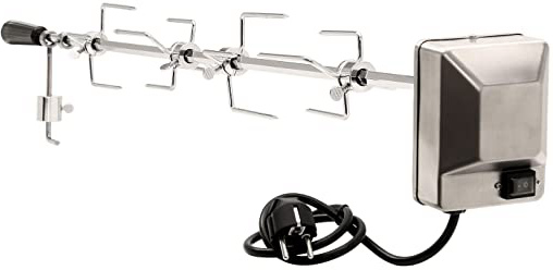 BBQ-Toro Juego de brochetas para parrilla e 100 cm con 4 agujas de carne y motor de acero inoxidable, 220V - 240V, asador eléctrico, brocheta para parrilla universal