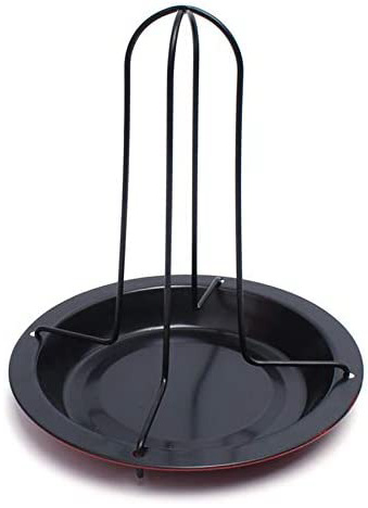 ZengBuks Asador Desmontable portátil para Pollo Asador de Acero al Carbono Parrilla para Asar a la Parrilla Vertical Antiadherente Parrilla para Acampar al Aire Libre - Rojo y Negro