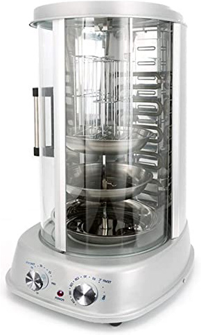 CHENGL Parrilla giratoria Vertical Asador eléctrico Vertical para asadores Verticales Profesionales (4 en 1, Potencia 1,800 W, Temperatura hasta 160 ° C, Temporizador 60 min)