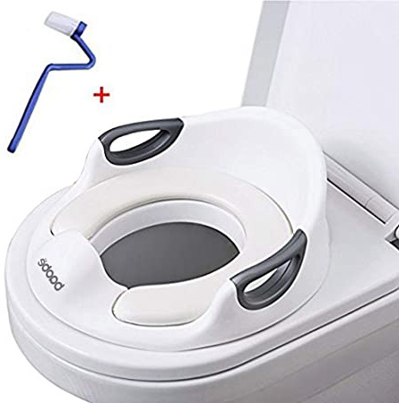 Asiento de inodoro para niños, Reductor de WC para Bebé, Tapa WC con reposabrazos, redondos y ovalados