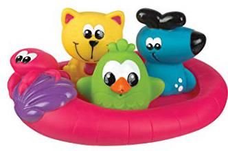 Playgro Juguetes de Baño, 4 piezas, Sin BPA, Desde los 6 Meses, Floating Friends Squirtees, Rosa/Multicolor, 40123