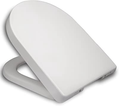 WOLTU WC Tapa y Asiento para Inodoro, Asiento de Inodoro de Plástico con Cierre Suave Lento, bisagras Ajustables Fácil Instalación Blanco WS2543