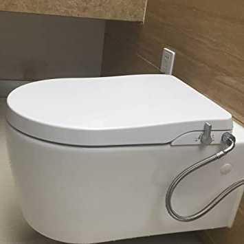 Asiento para inodoro con función bidé manual, de la marca Hibbent, blanco