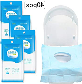 40 pcs Fundas de Papel para Asiento de Inodoro Fundas de Papel para Asiento de Inodoro Desechables para Viaje Baño Hotel (40pcs-Azul)