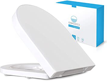 Cosondo D-Forma Tapa wc universal Asiento para inodoro inteligente de cierre suave y lento descenco antibacterial desmontaje rapdio plástico duro y blanco fácil limpieza