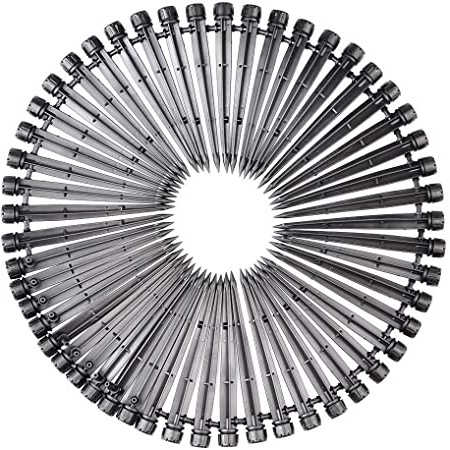 TIMESETL 50 PCS Goteros de Flujo Ajustable para Riego 365 Grados Goteros con Estaca para Riego de Plantas y Jardín