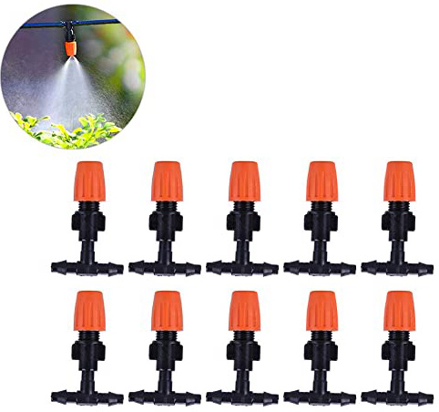 Yardwe 10 Piezas Niebla de nebulización plástica Rociador en T para Juntas de nebulización Planta de riego Sistema de enfriamiento de Flores Riego de jardín Cabezas de aspersores
