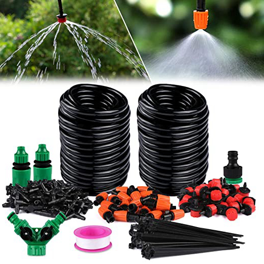 Xddias Sistema de riego de jardín (30 m, para Montar en casa, Manguera de 1/4"), Negro