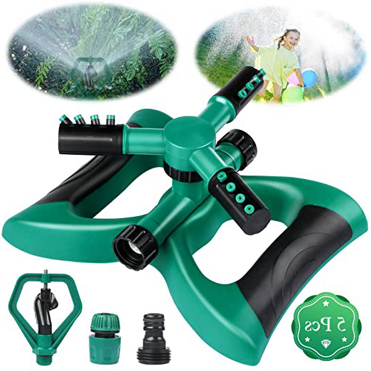 Bearbro Aspersor de Césped Giratorio 360º Aspersor de Agua para Jardín Sistema 3 Brazos Gardena para Equipos de riego, Sistema de riego para aspersores de césped