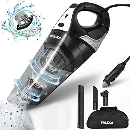 Aspirador de Coche, LOZAYI 6000Pa Aspiradora de Coche Portátil con Cable de 5M, Aspiradora Mano de Sólidas y Líquidas con Filtro de Acero Inoxidable, Succión Potente, Bajo nivel de ruido,3 Cepillos