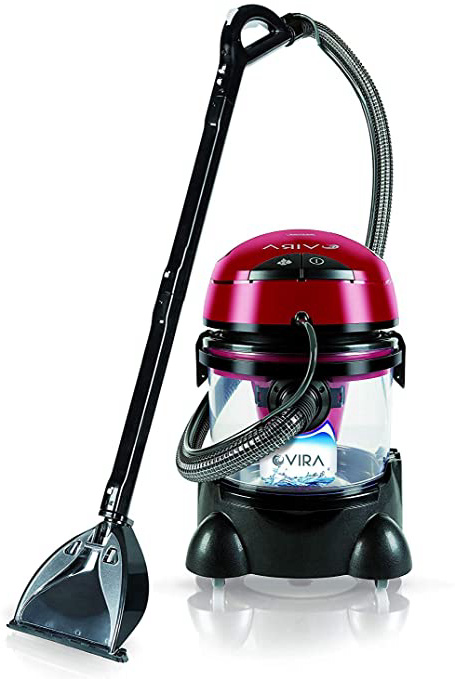 MPM Vira Lava-aspiradora con Limpiador de tapiceria para Coche, Alfombras, Colchones, aspiradora en humedo seco HEPA, depósito de 10 litros residuos, depósito detergente 4,5 litros, 2400W