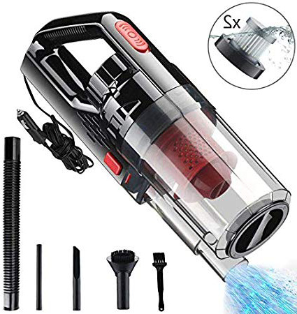 IMMEK Aspirador de Coche 7500PA, Versión Mejorada Aspiradora de Mano Potente con Cable de 4.5M DC 12V 150W, Aspirador Seco y Húmedo, Doble Filtro,Bajo Ruido, 3 Boquillas,para Coche y Hogar