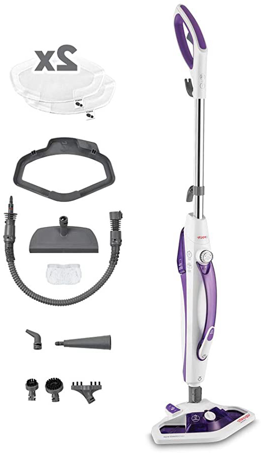 Polti Vaporetto SV440_DOUBLE Escoba a Vapor Doble función con Limpiador portátil, Mata y elimina el 99.9% * de virus, gérmenes y bacterias, Cepillo Vaporforce, 15 en 1, 1500 W, 0.3 litros, Lila/Blanco