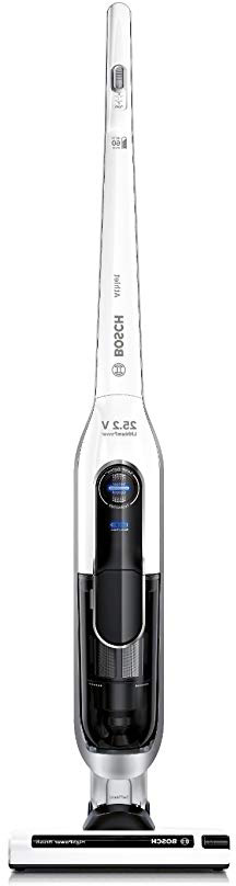 Bosch BBH625W60 Athlet - Aspirador escoba (autonomía hasta 60 min, tecnología SensorBagless, batería ion-litio de 25,2 V), color blanco