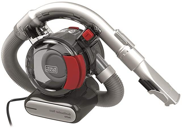 Black+Decker PD1200AV Aspirador de Mano para Coche, Ciclónico, Tubo Flexible, Adaptador para Mechero, 12 V, Rojo y Gris