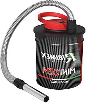 Bidón aspirador de cenizas para estufas, chimeneas y barbacoas. Con filtro HEPA protegido por una malla metálica. Tubo metálico flexible de 85 cm, con lanza de 20 cm. Filtro de recambio 800751.