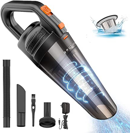 HONITURE Aspiradora de Mano, 9Kpa Aspirador de Coche Sin Cable Potente, Carga rpida, 130W Tencologa Ciclnica, con Luz LED,Accesorios Completos,Aspirador en Seco y Hmedo para Oficina Hogar y Coche