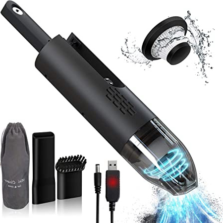 Aspiradora de Mano sin Cable 2500mAh 450g Mini Aspirador de Mano Potente HEPA con Filtro Lavable, Batería Recargable, Asa Plegable Aspiradora de Coche sin bolsa Inalámbrico para el Hogar y el Coche