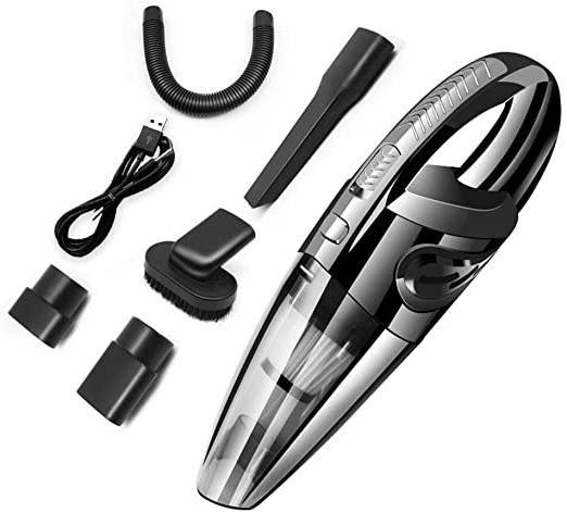 Aspirador De Coche Aspiradora De Mano Sin Cable, Tecnología Ciclónica, Aspirador Potente Sin Bolsa con Seco Y Húmedo, Inalámbrica Y Ligera, Aspirador USB Recargable