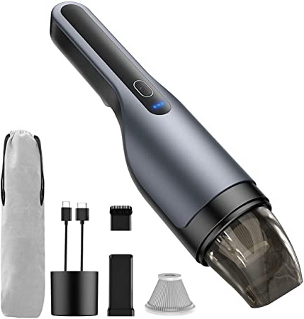 Deyooxi Aspirador de Mano,5500PA aspiradora de Mano sin Cable Potente con BateríA Recargable de 2500mAh,Aspirador de Coche Sin Cable Potente y Filtro Hepa Mejorado para el Hogar y el AutomóVil