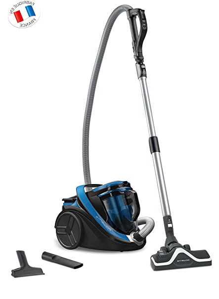 Rowenta Silence Force Cyclonic Classic RO7611EA Aspirador trineo sin bolsa, 750 W, silencioso 67 dB, capacidad 2.5 L, color azul y negro