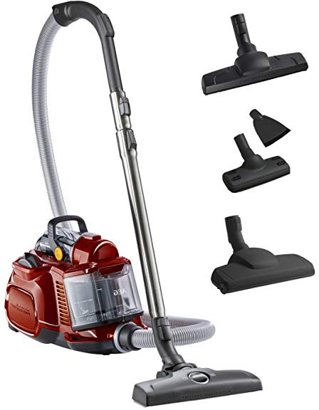 AEG LX7-2-CR-A Aspiradora de Trineo Sin Bolsa Cepillo Mascotas, Gran Filtración, Fácil Vaciado, Radio de acción de 9m, 72dB de Ruido, Cepillo Turbo, Cepillo Parquet, 750W,Depósito de 1.4L, Rojo