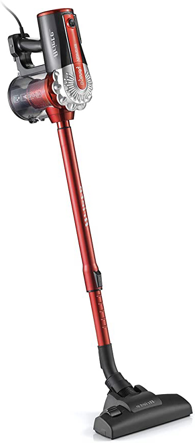 Ariete 2761 - Aspirador con Cable 2 en 1, de Mano y Escoba, Ciclónico, Filtro Hepa, 600 W, Color Rojo/Gris