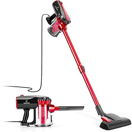 MOOSOO Aspiradora Escoba Con Cable con 3 Accesorios, 17000Pa 4 en 1 Ligero Aspiradora de Mano, Telescópica/5M Cable Largo/Hepa Filtro Lavable/600W, para Alfombras, Animales, Sofá, Coche, D600