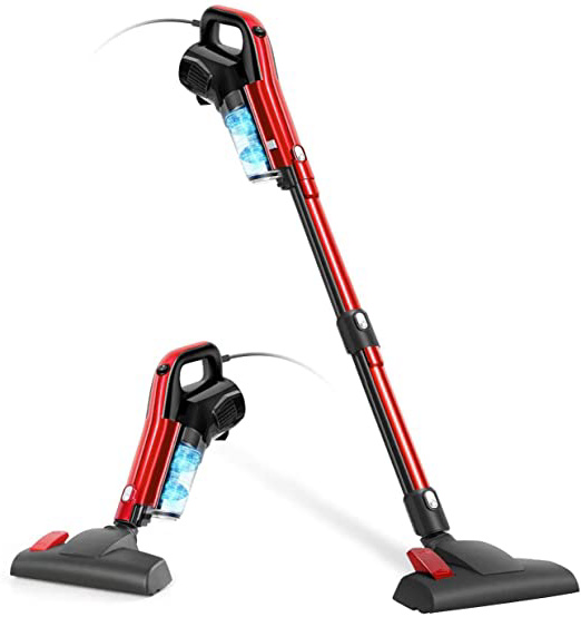 GeeMo Aspiradora Escoba, 3 en 1 Aspiradora Vertical con Cable Potente Succión 17KPa (Telescópica, 5M, 600W, 1.2L, 270°, Hepa Filtro Lavable, Soporte de Pared) para Mascota Alfombra y Piso Duro, H594