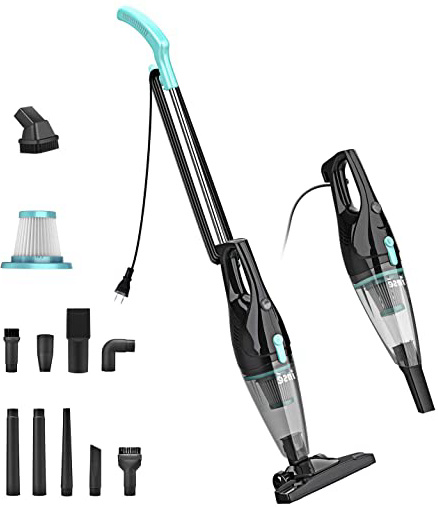 INSE Aspiradora de Mano 2 en 1, Aspirador Vertical con Cable Poderosa Succión 16KPa, Aspiradoras Hogar Escoba Filtro HEPA, Capacidad 800ML, Aspirador Ligera Pelo Mascota