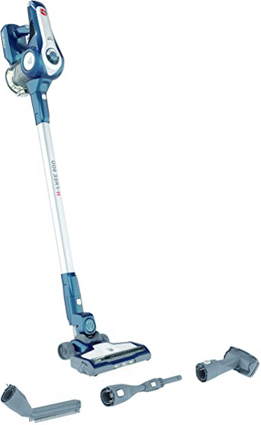 Hoover H-FREE 800 HF822LHC - Aspiradora escoba sin cable, 35min autonomía, Variedad de Accesorios, Hogar y Coche, Batería ion litio 22V, 2 Velocidades, Azul Iluminado