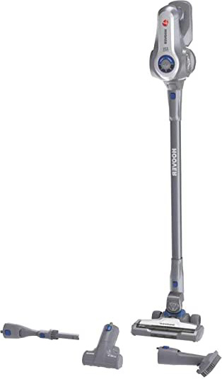 Hoover HF722PTLG Aspiradora Escoba sin Cable, Cepillo Especial Pelo de Mascotas, Antialergias, Batería extraíble Litio 22V, 35min, 0,7L, Luces LED, 3 Velocidades, Tecnología H-Spin Core, Gris/Azul