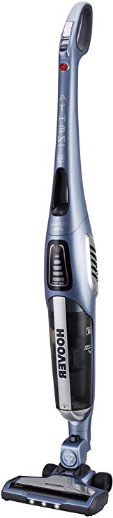 Hoover Athen Evo ATV324LD - Aspiradora escoba sin cable, Cepillo suelos duros y alfombras, Batería litio 34,5V, 120min, Filtros Hepa, Depósito 1L, Posición parking, Display LED, Luces LED, Azul