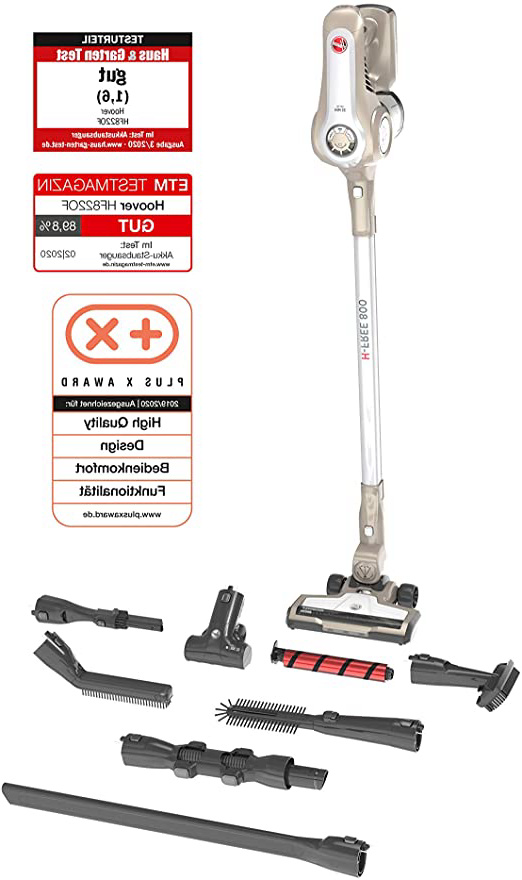 Hoover H-FREE 800 HF822OF - Aspiradora escoba sin cable, Wi-Fi, Motor Inverter, Set completo accesorios, Batería extraíble litio 22V, 35min, 0,7L, 3 Velocidades, Luces LED, Control LED
