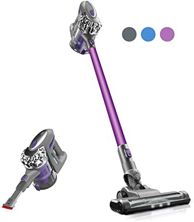 PUWEIKE Aspiradora sin Cable, Aspiradoras Verticales con Potente Succión, 12 KPa, Diseño 2 en 1, Recargable para Pelos de Mascotas, Piso de Madera y Alfombras, 120W, P80 (Púrpura)
