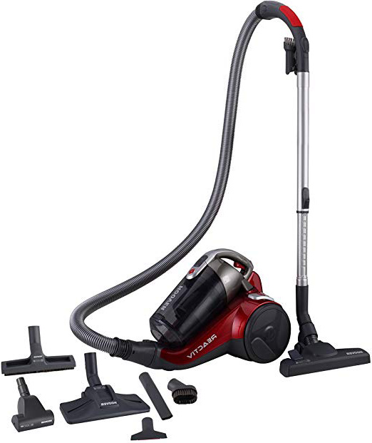 Hoover RC81 RC25 Aspirador sin bolsa, ciclónico, Cepillo pelo mascota, alfombras, suelos duros, parquet, 75dB, Filtro EPA, 800 W, 2 litros, 75 Decibelios, Plástico, Rojo metalico