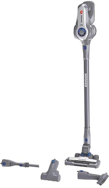 Hoover HF722PTLG Aspiradora Escoba sin Cable, Cepillo Especial Pelo de Mascotas, Antialergias, Batería extraíble Litio 22V, 35min, 0,7L, Luces LED, 3 Velocidades, Tecnología H-Spin Core, Gris/Azul
