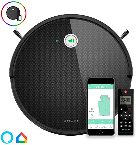IKOHS NETBOT S15 - Robot Aspirador y Fregasuelos 4 en 1, mapeo navegación Inteligente y App, Barre, aspira, friega y Pasa la mopa, Especial Mascotas, para Suelos Duros y Alfombras (Negro-Turquesa)