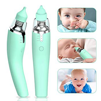 Aspirador Nasal Bebé, Eléctrica Nariz Succión Limpiador de Nariz de Carga USB con 3 Puntos Fuertes de Succión y 2 Tipos de Seguridad Higiénica, Para Recién Nacidos y Niños Pequeños