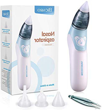 Aspirador nasal Bichiro, limpiador eléctrico para la nariz del bebé y removedor de cera para los oídos con 4 boquillas de lechón reutilizables para recién nacidos, niños pequeños y bebés