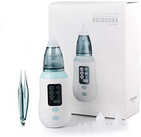 Aspirador nasal para Bebés: Limpiador Nasal Eléctrico Recargable USB para Bebés y Extractor de Cera para Los oídos con Pantalla LCD y 3 de Potencia de Succión para Recién Nacidos y Niños Pequeños